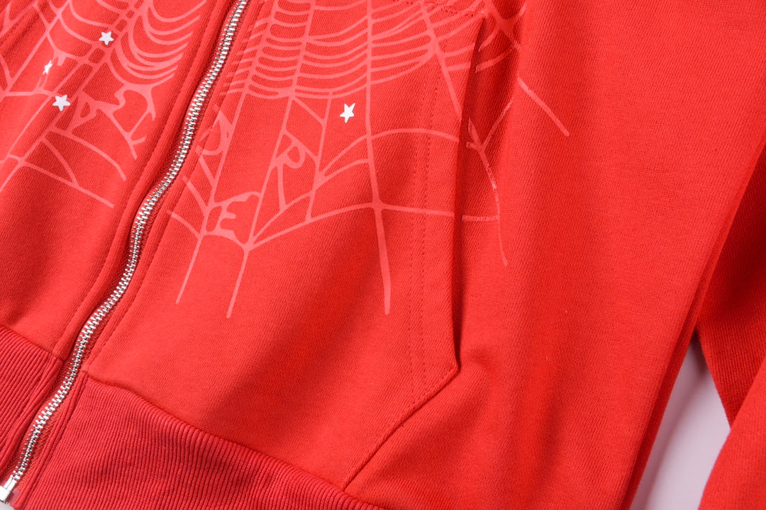 Sp5der Atlanta Zip Up Hoodie Red