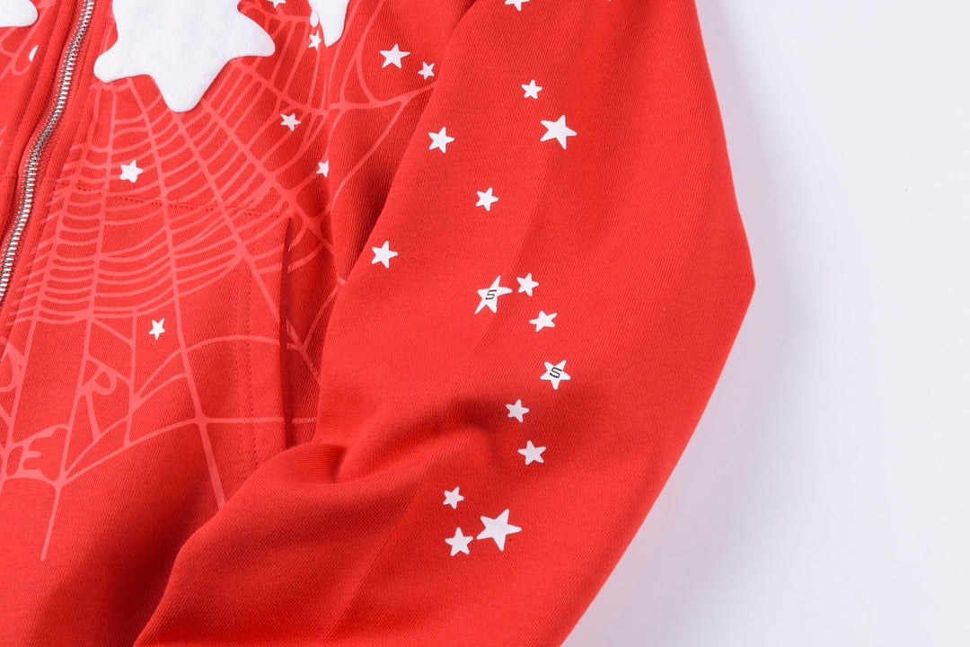 Sp5der Atlanta Zip Up Hoodie Red