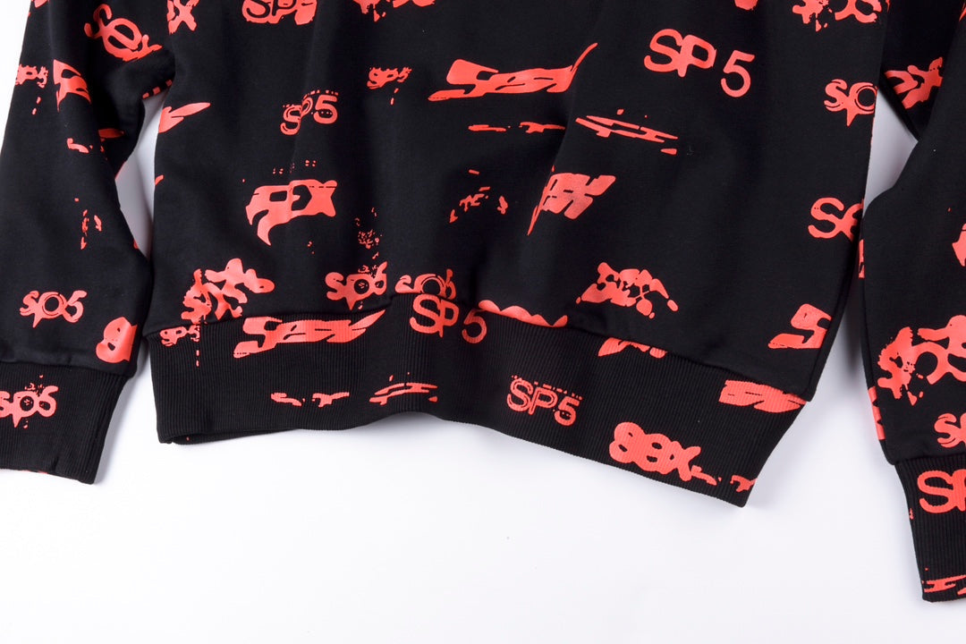 SP5DER graphic-print "Black" Hoodie