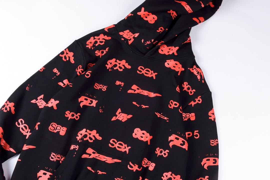 SP5DER graphic-print "Black" Hoodie