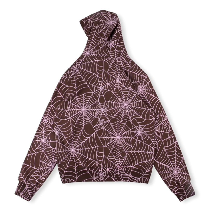 Sp5der AOP Hoodie Brown