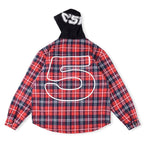 Sp5der Hooded Zip Flannel Shirt Jacket