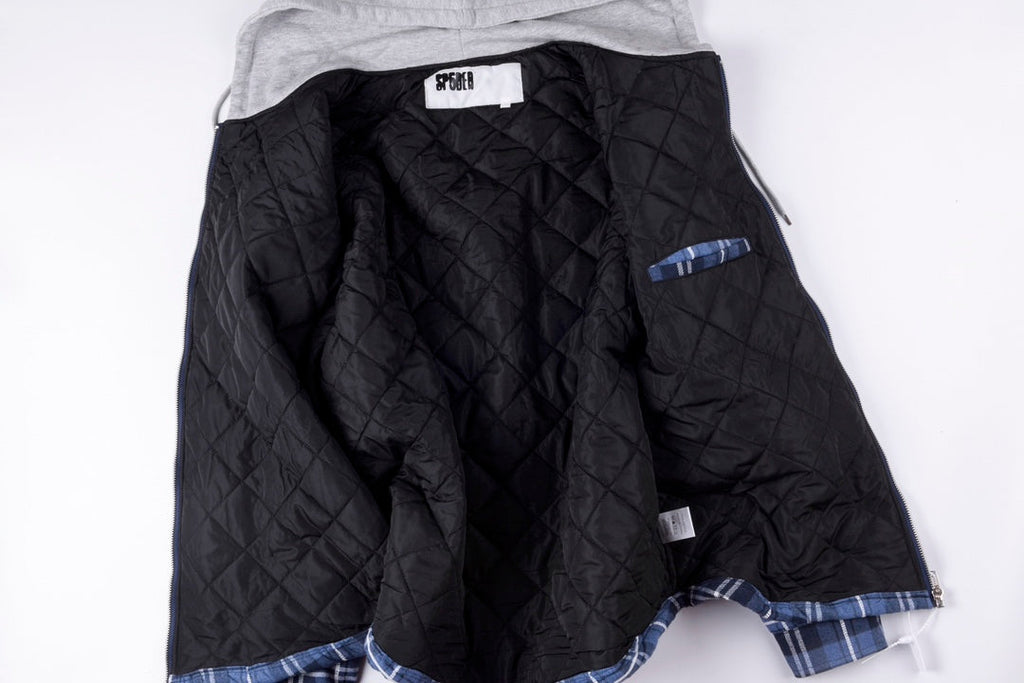 Sp5der Hooded Zip Flannel Shirt Jacket