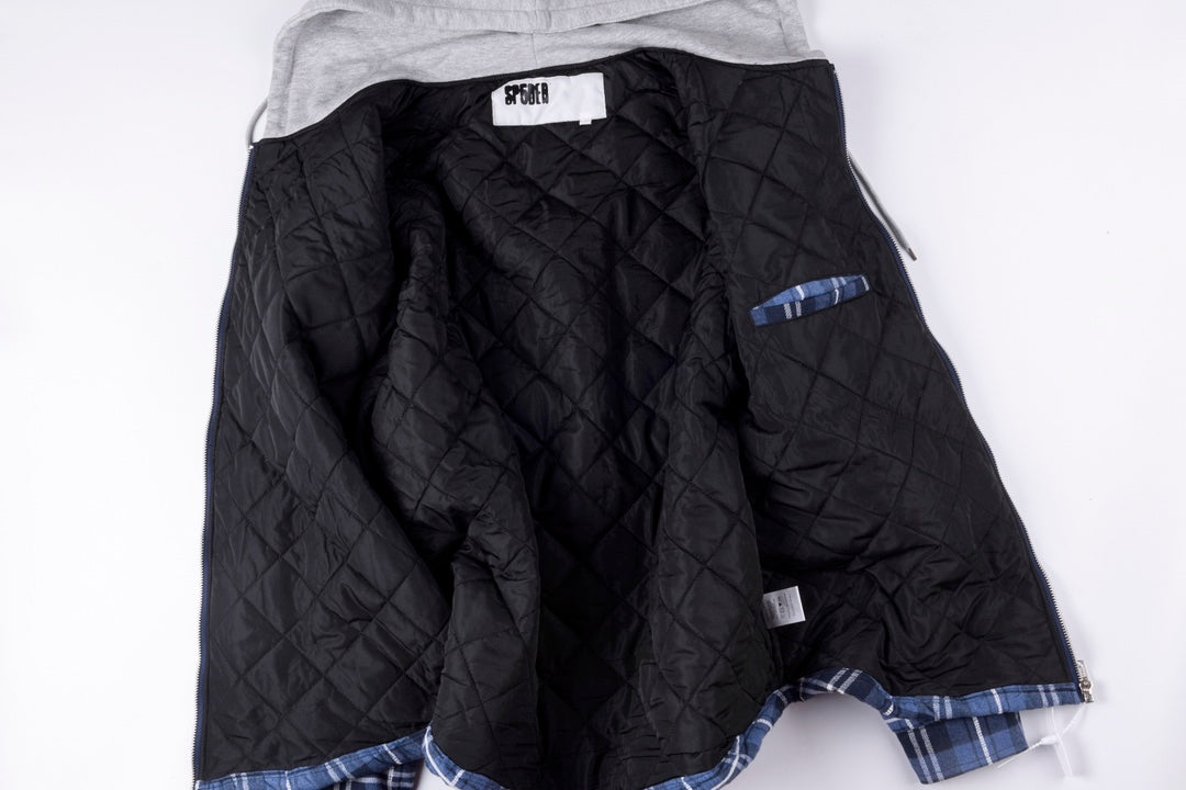 Sp5der Hooded Zip Flannel Shirt Jacket
