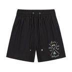 AMIRI Pool Cue Straight-Leg Mid-Length Logo-Print Swim Shorts