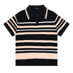 AMIRI Striped Pointelle-Knit Polo Shirt