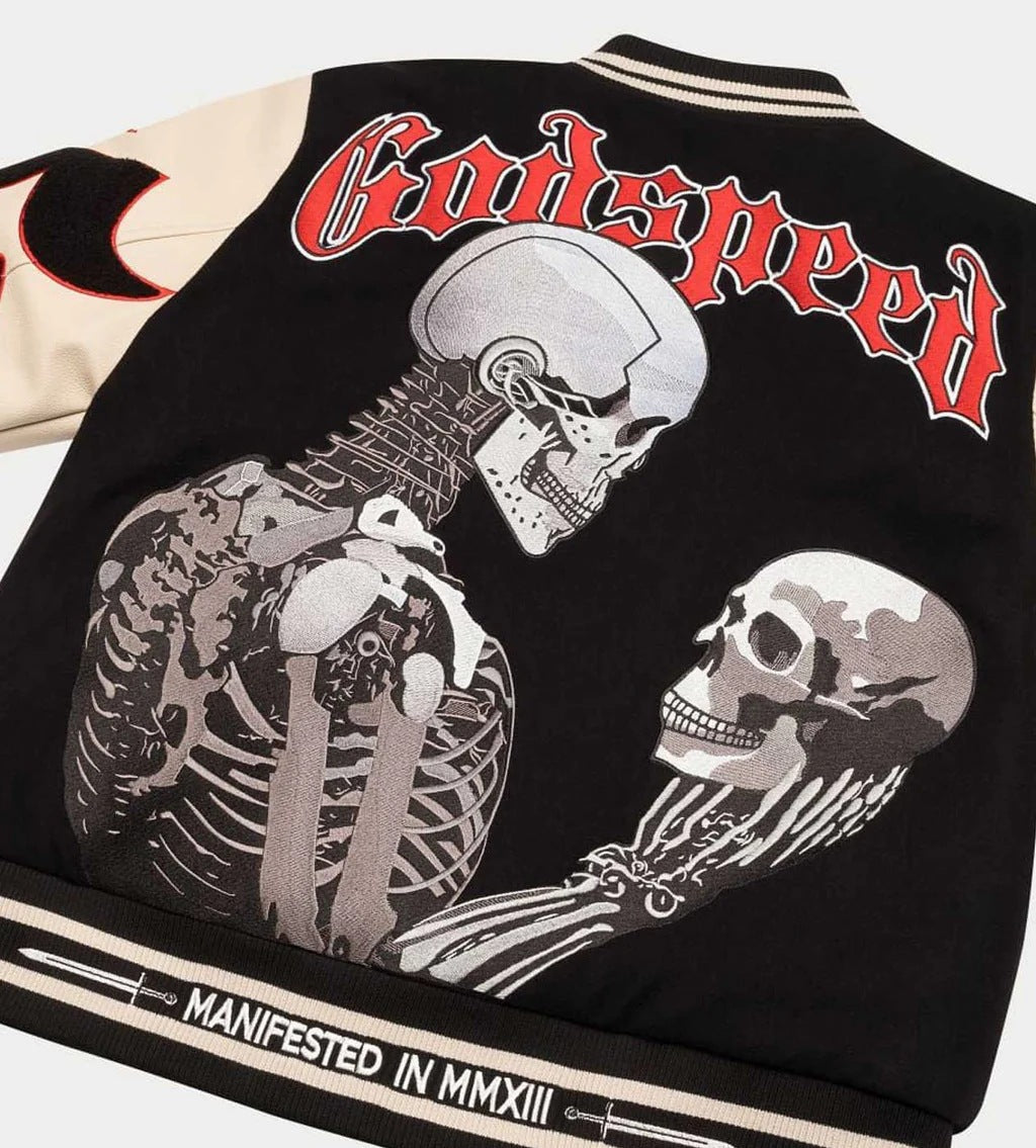 Godspeed Mankind Vs Ai Varsity Jacket Black/red