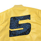 Sp5der Leather Logo Bomber Jacket Yellow