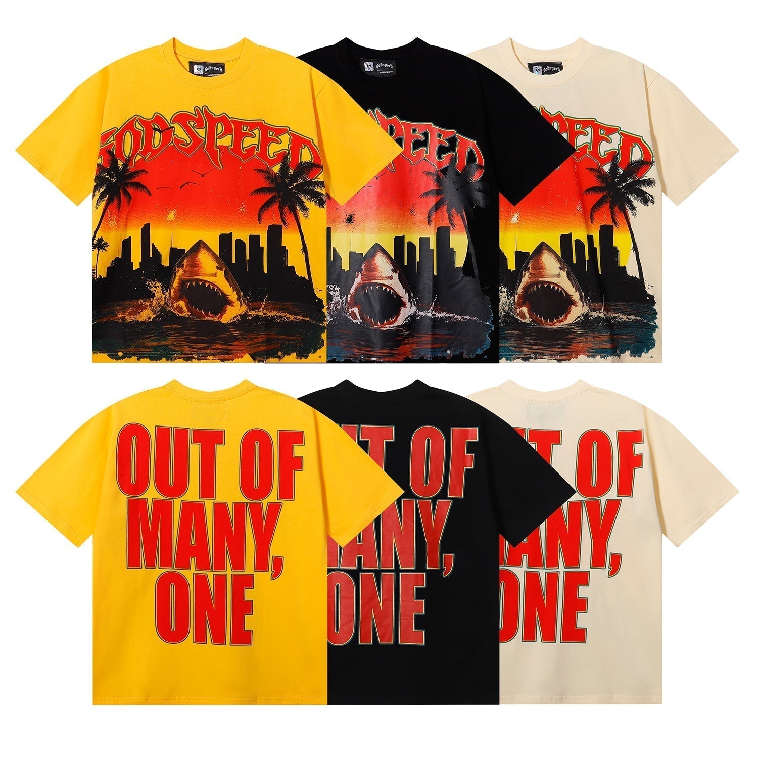 Godspeed City Coconut Tree Shark T-Shirt