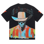 GODSPEED Skeleton Man White Cowboy Hat T-shirt
