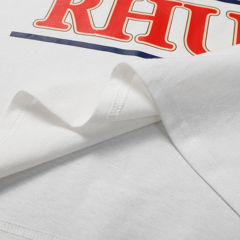 RHUDE Summer Macaw Flower Slogan Short Sleeve T-Shirt