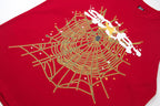 Sp5der Spider Web Print Gothic Punk T-Shirt Red