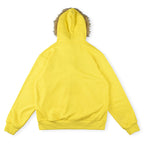 Sp5der Fur Hooded Full Zip Hoodie Sweatshirt Yellow