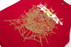 Sp5der Spider Web Print Gothic Punk T-Shirt Red