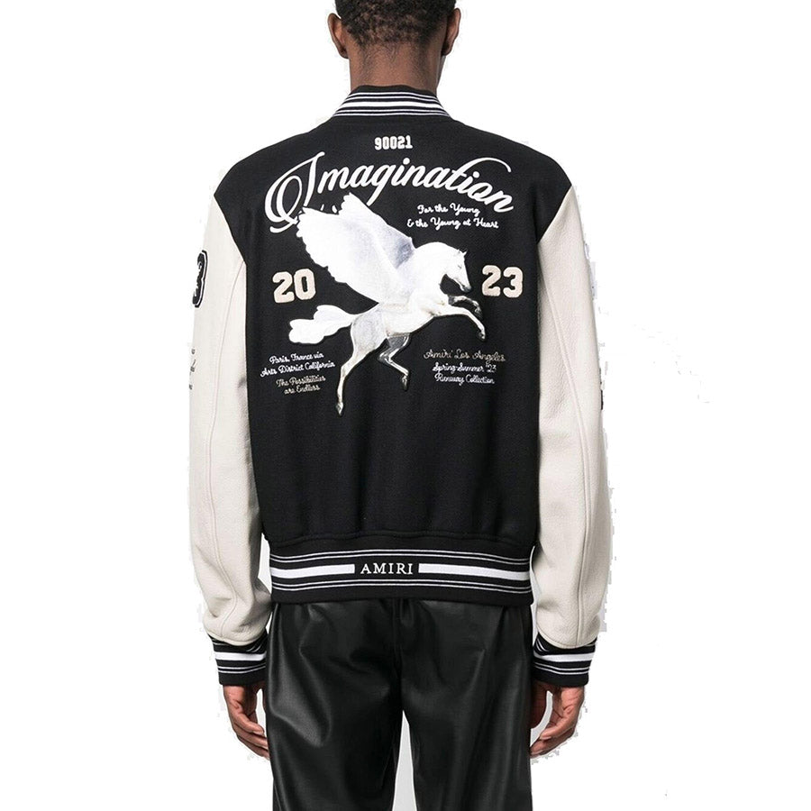 AMIRI logo patch varsity bomber jacket Black